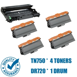 PRINTER PRO 4 Toners & Drum- Brother Tn750 & Dr720-Brother Printer Dcp-8110/hl-5440D/6180Dw/mfc-8510Dn