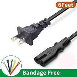 LAPMART Tv Power Cord 6Ft Cable for Audio & Video, 2 Prong Ac Wall Plug for Ps4 Ps3 Slim Xbox One S/x Camera Charge