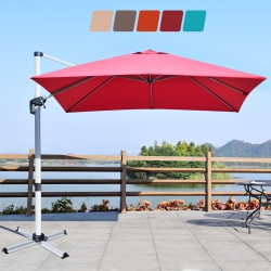 COSTWAY 10Ft Square Patio Offset Cantilever Umbrella 360 Degree Tilt Aluminum