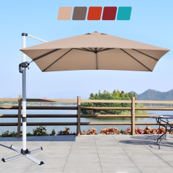 COSTWAY 10Ft Square Patio Offset Cantilever Umbrella 360 Degree Tilt Aluminum