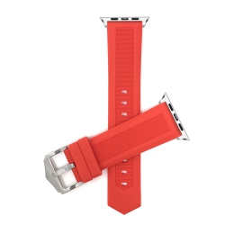 BANDINI Silicone / Rubber Watch Strap for Apple Watch Band 42MM (Series 11/10) /41MM / 40MM / 38Mm, Series 11 10 9 8 7 6 5 & Se, Waterproof / Silver