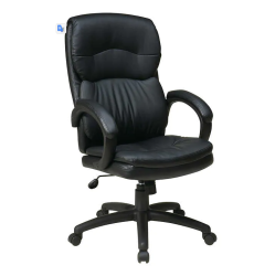 OFFICE STAR Leather Office Chair| Lumbar Support Task Chair | Ergonomic Adjustable Office Chair - In Black