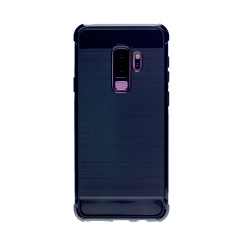 CC Topsave Edge Corner Bumper Brush Style Carbon Fiber Tpu for Samsung S9 Plus In Black