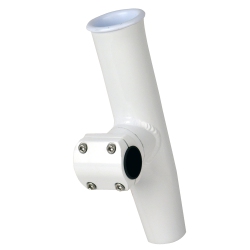 C.E. SMITH Adjustable Mid Mount Rod Holder - 7/8" Or 1" Od - Powder Coat Aluminum W/sleeve & Hex Key In White