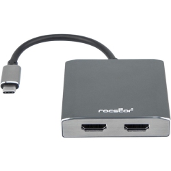 ROCSTORAGE INC Rocstor Premium USB-C to Dual HDMI Multi Monitor Adapter - 4K 30Hz - USB Type- C 2-Port Mst Hub - for Mac And Windows - 4Kx2K