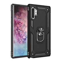 CSMART 【】 Anti-Drop Hybrid Magnetic Hard Armor Case With Ring Holder for Samsung Galaxy Note 10 Plus In Black