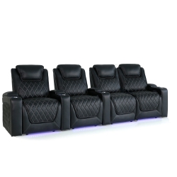 VALENCIA SEATING Oslo Premium Top Grain Leather Power Recliner, Power Headrest Led Lighting Home Theatre Seating 4-Seat Loveseat Right