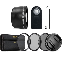 VIVITAR 58MM Telephoto Lens + Uv Cpl Nd Filter Kit + Remote Control + Lens Cap Holder - International Version W/seller Warranty