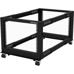 STARTECH 8U Open Frame Rack - 4 Post - 22-40 In. Adjustable Depth - 1200 Lb. Weight Capacity - Includes Casters (4Postrack8U)
