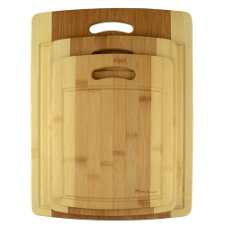 HEIM CONCEPT Eco-Friendly Organic Bamboo Cutting Board W/ Drip Groove 3PC Set, Various Convenient Sizes