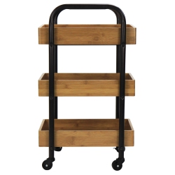 OCEANSTAR Portable Storage Cart With 3 Easy Removable Bamboo Trays