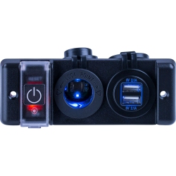 SEA-DOG Double USB & Power Socket Panel W/breaker Switch