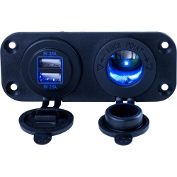 SEA-DOG Double USB & Power Socket Panel