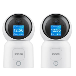 ZOSI 2PCs C519M 360° Ptz 2.5K 4Mp Indoor Security Camera for Pet/baby \w 1.44-Inch Screen, 2-Way Video, One-Touch Call, Ai Human Tracking, 2.4G/5G