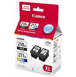 CANON Genuine Pg-210Xl/cl211Xl High Yield Ink Cartridge Value Pack And Tri-Colour - 2973B019 In Black