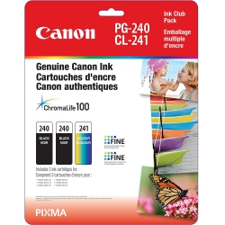 CANON Genuine Pg-240 Twin Cl-241 Ink Cartridge Club Pack, 2 And 1 Tri-Colour - 5207B005 In Black