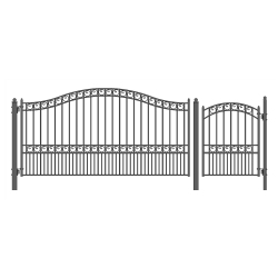 ALEKO Set16X4Pars Paris Style Steel Swing Single Driveway 16 Ft With Pedestrian Gate 4 Ft