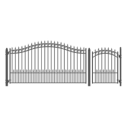 ALEKO Set12X4Pras Prague Style Steel Swing Single Driveway 12 Ft With Pedestrian Gate 4 Ft