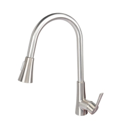 LIVINGBASICS Single-Handle Pull-Down High Arc Sprayer Kitchen Sink Faucet Brushed Nickel