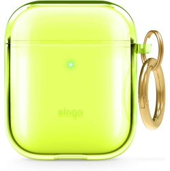 ELAGO Clear Airpods Case With Keychain Designed for Apple Airpods 1&2 [Neon Yellow]