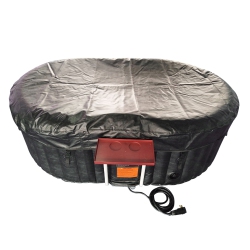 ALEKO Htio2Bkbk Oval Inflatable Jetted Hot Tub With Drink Tray And Cover - 2 Person - 145 Gallon - In Black