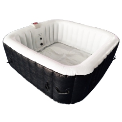 ALEKO Htisq4Bkwh Square Inflatable Jetted Hot Tub With Cover - 4 Person - 160 Gallon - Black And In White
