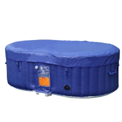 ALEKO Htio2Bld Oval Inflatable Jetted Hot Tub With Drink Tray And Cover - 2 Person - 145 Gallon - Dark In Blue