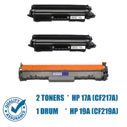 PRINTER PRO Compatible Replacement for 2 Toners & Drum-HP 17A (Cf217A)/19A (Cf219A) for HP Printer Mfp M130 M102 Series
