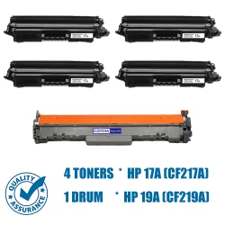 PRINTER PRO Compatible Replacement for 4 Toners & Drum-HP 17A (Cf217A)/19A (Cf219A) for HP Printer Mfp M130 M102 Series