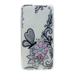 CC Hard PC Back W/ Tpu Bumper+Flower Design Coverphone Case for Iphone 11 Pro Max, Black