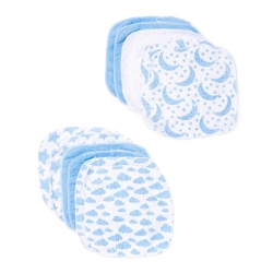 JESSE & LULU Clouds & Stars Washcloth Set In Blue