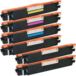 INKFIRST 6 Compatible Toner Cartridges Replacement for HP Ce310A Ce311A Ce312A Ce313A 126A 1 Set + 2 In Black