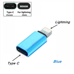CSMART 【】 USB 3.1 Type USB-C Female to Lightning Male Adapter Converter Connector In Blue