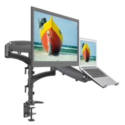 SHOPPINGALL Dual Gas Spring 2 In1 Monitor & Laptop Or Double Monitors Mount Stand for 15"-32" Monitors﻿ - Sa-Lh08 (Black)