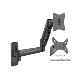SHOPPINGALL Fully Adjustable Single Gas Spring Monitor Wall Mount Arm Lcd for Screens Up to 32" - Sa-Ga12W+A05 (Black)