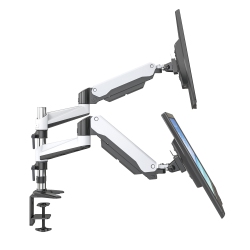 SHOPPINGALL Fully Adjustable Dual Gas Spring Lcd Monitor Mount Arm Stand for 15”-32” Display Screens - Sa-Ga24 (White)