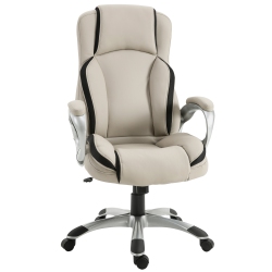 VINSETTO Office Chair Pu Leather Executive On Rolling Wheels Task Computer Height Adjustable Swivel Ergonomic, Greige And In Black