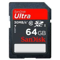 SANDISK Ultra 64GB Sdxc Class 10/uhs-1 Flash Memory Card Speed Up to 30Mb/s