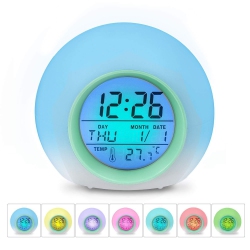 WOCST Alarm Clock, Wake Up Light Digital Clock With Indoor Temperature & In Green