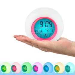 WOCST Alarm Clock, Wake Up Light Digital Clock With Indoor Temperature & In Red