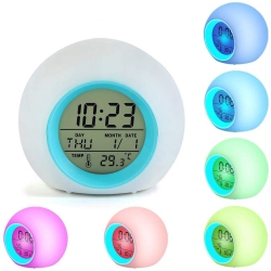 QEARFUN Unicorn Digital Alarm Clocks for Girls, Led Night Glowing Cube Lcd Clock With Light Children Wake Up Bedside Clock