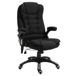 VINSETTO Massage Office Chair With With 6-Point Vibration, Linen Reclining Executive Office Chair With High Back, Swivel Wheels In Black