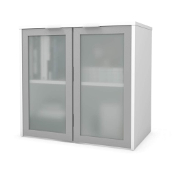 MODUBOX I3 Plus Desk Hutch With Frosted Glass Doors - In White