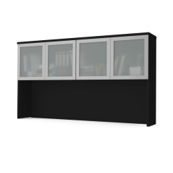 MODUBOX Pro-Concept Plus Desk Hutch With Frosted Glass Doors - In Black