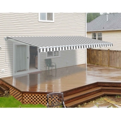ALEKO Awm13X10Greywht Retractable Motorized 13' X 10' Patio Awning Grey/white