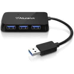 ALURATEK 4-Port USB 3.0 Superspeed Hub With Attached Cable