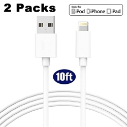 CSMART [2 Pks] (10Ft / 3M) Iphone Ipad Charging Cable Charger Cord Lightning to USB Cable Compatible for Ipod Ipad Iphone