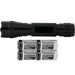 POWER PORTABLE Tactical Cree Xm-L2 Led - 900 Lumens Flashlight (S03) + 4 X Panasonic Cr123 Batteries