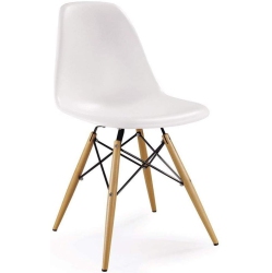 NICER INTERIOR Furniture Set Of One (1) - Eiffel Style Side Chair With Natural Wood Legs Eiffel Dining Room Chair In White