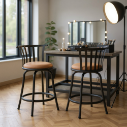 HOMY CASA Set Of 2 Adjustable Bar Stools With Backrest And Comfortable Cushion for Photography Studio, Makeup Station, And Lighting Control Desk